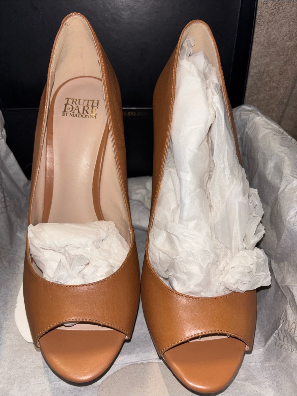Truth or Dare by Madonna Tan Open-Toe Pumps